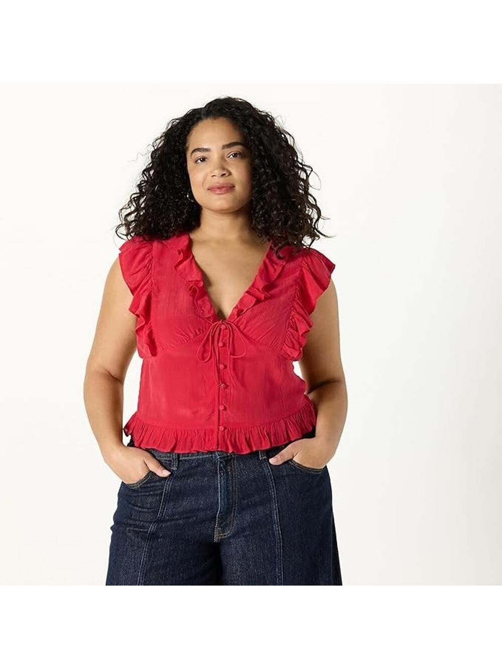 Lot of 11 The Drop Womens Tops Medium NWT Margo Tie Front Ruffle Blouse Resell